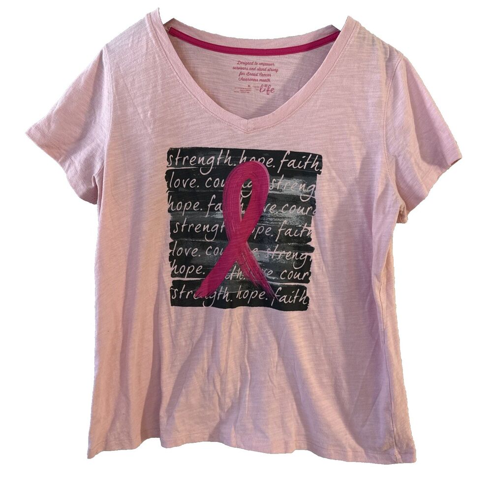 Made for Life Breast Cancer Awareness T-Shirt Pink Ribbon Tee - XL